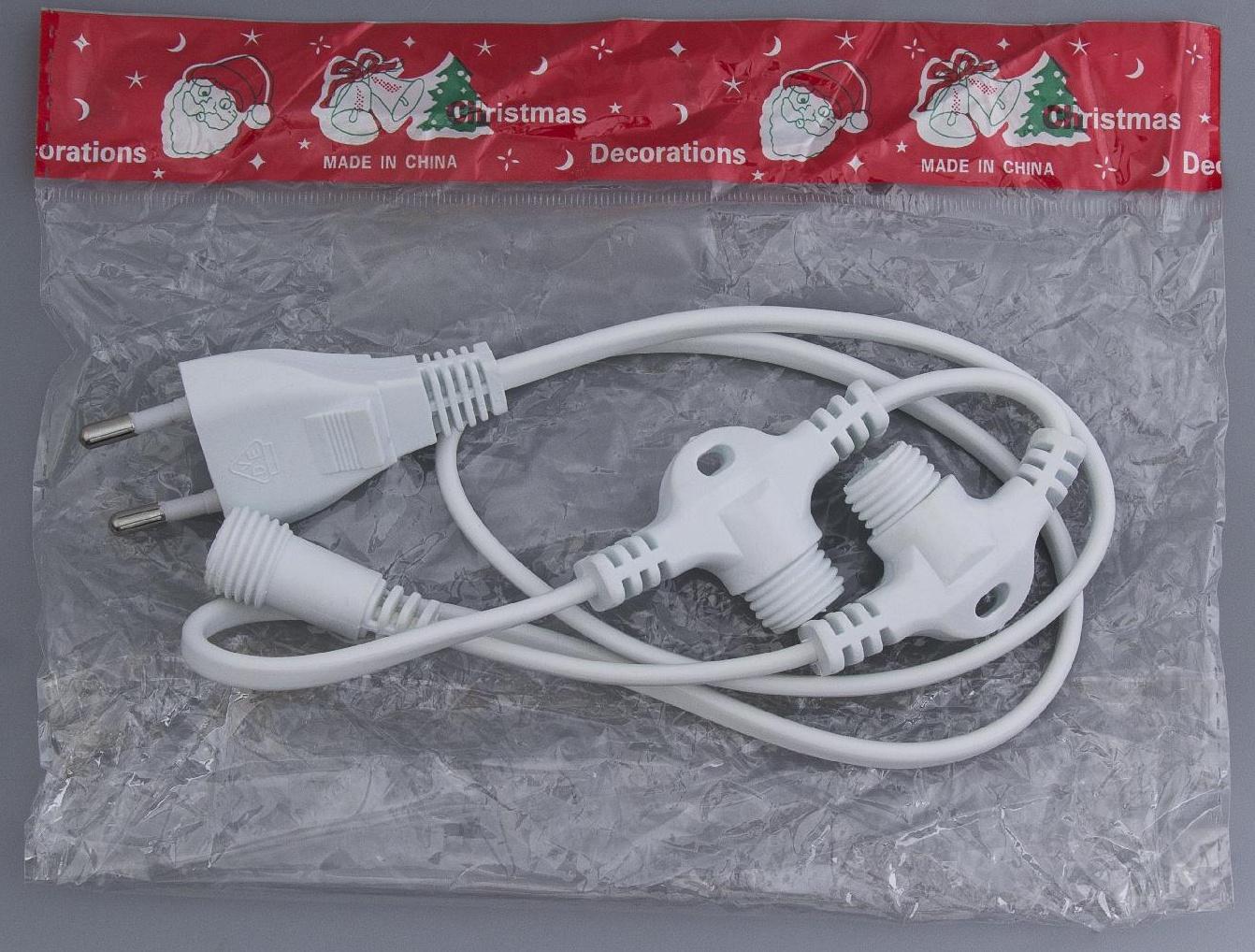 Шнур питания для сосулек 3 выхода, белая нить