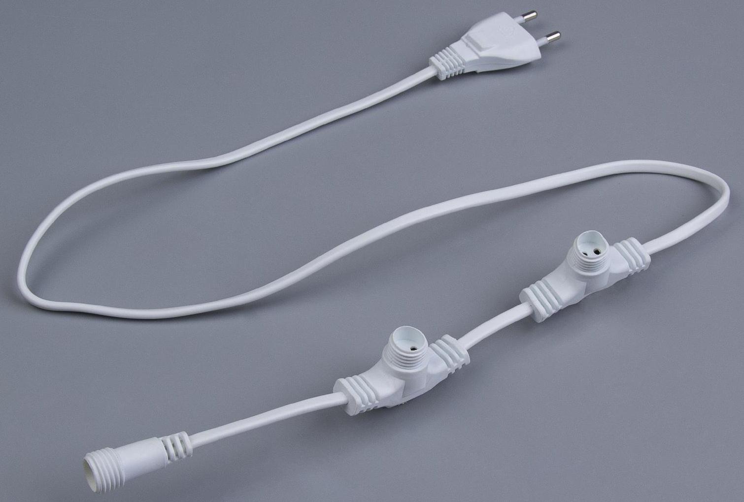 Шнур питания для сосулек 3 выхода, белая нить