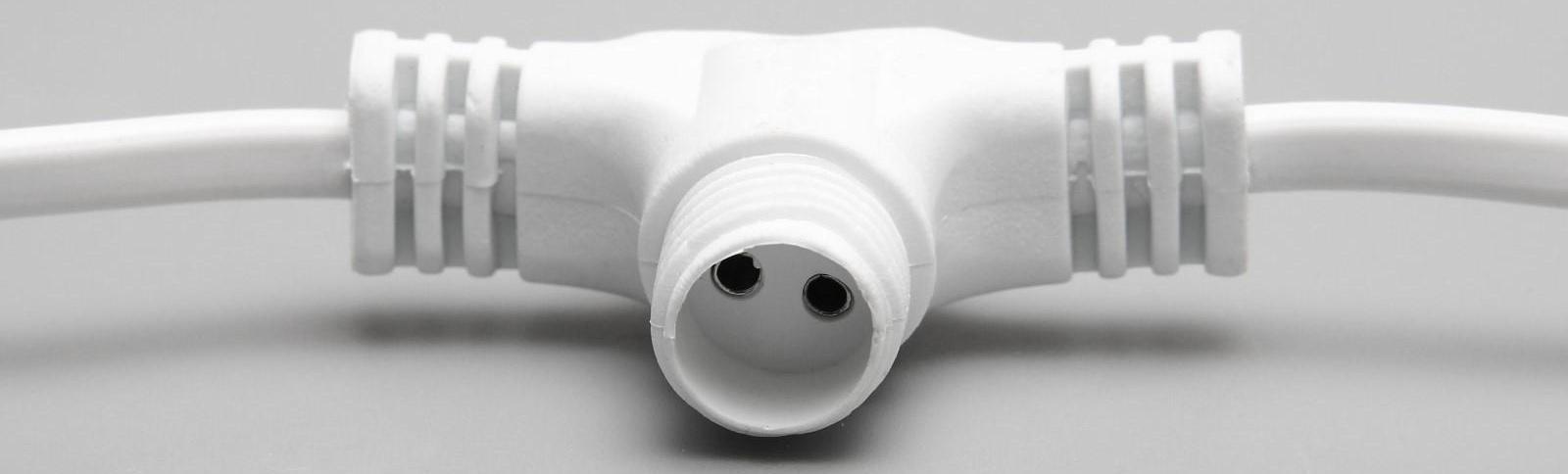 Шнур питания для сосулек 2 выхода, белая нить