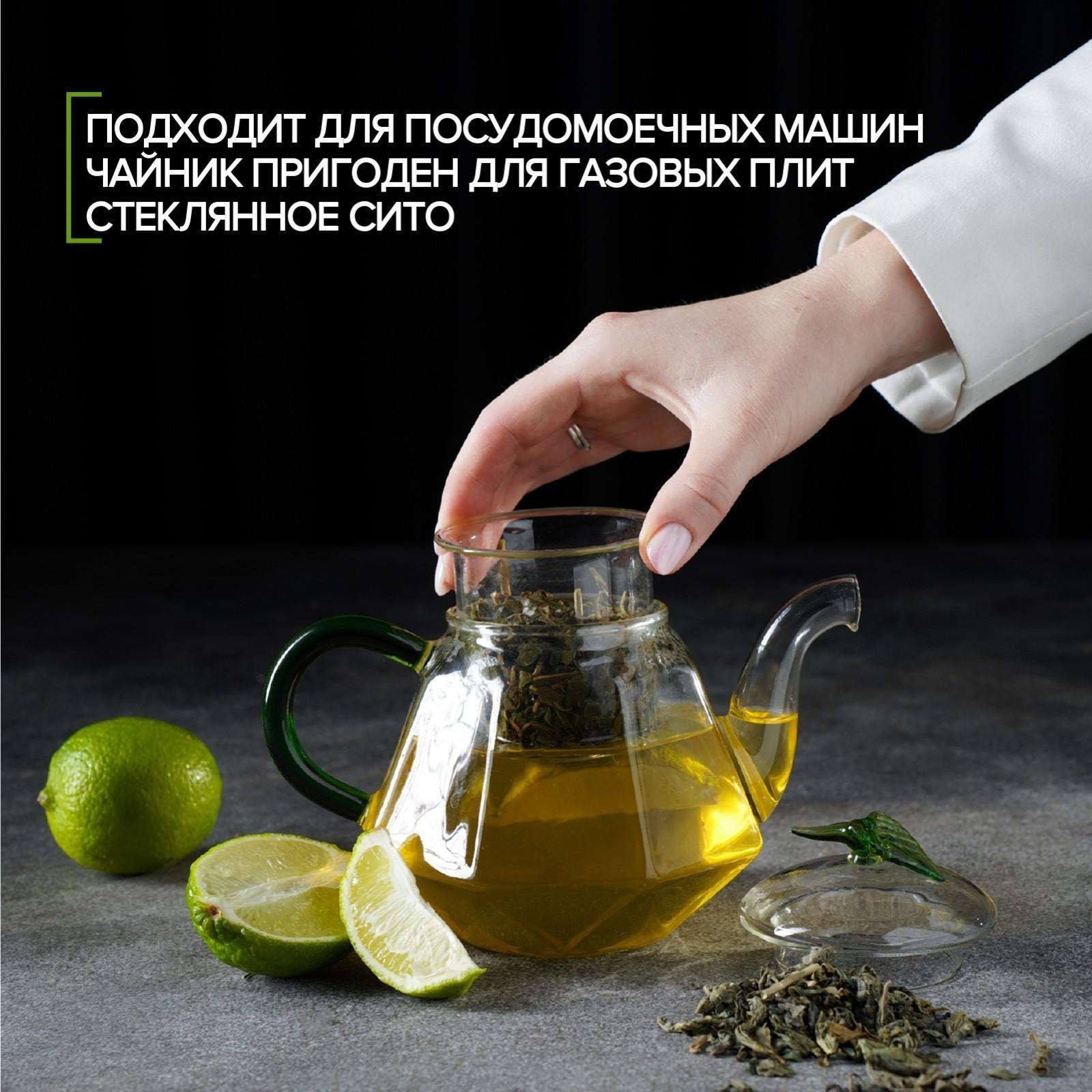 Чайник стеклянный заварочный «Грин», 600 мл, стеклянное сито