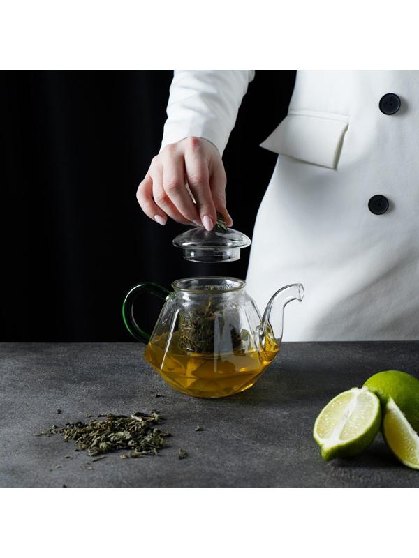 Чайник стеклянный заварочный «Грин», 600 мл, стеклянное сито