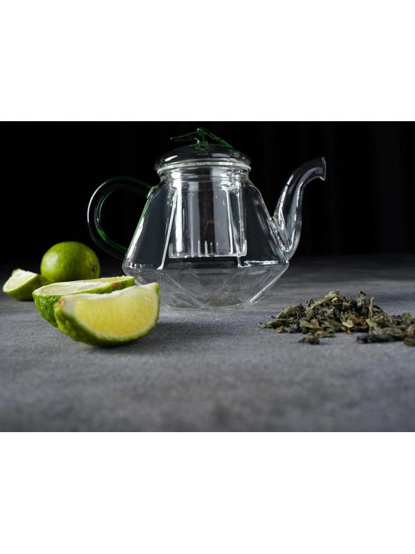 Чайник стеклянный заварочный «Грин», 600 мл, стеклянное сито