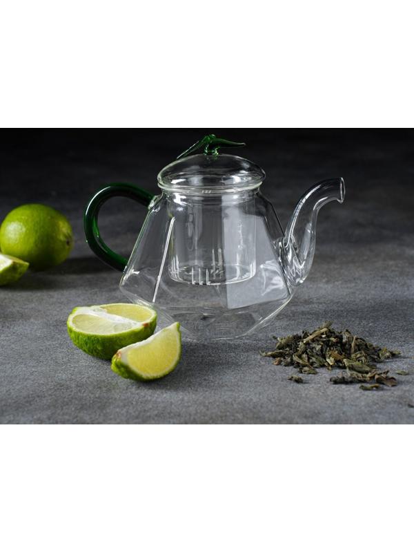 Чайник стеклянный заварочный «Грин», 600 мл, стеклянное сито