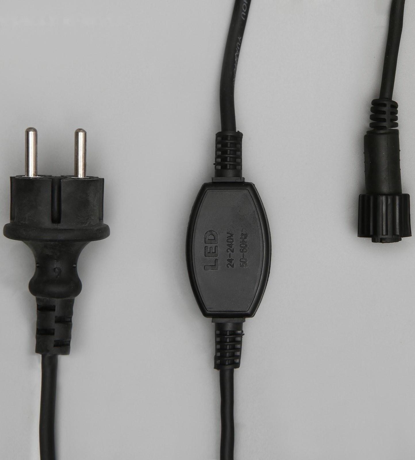 Шнур питания для гирлянд УМС до 6000 светодиодов, 2W, нить тёмная, 150 см, 220 В