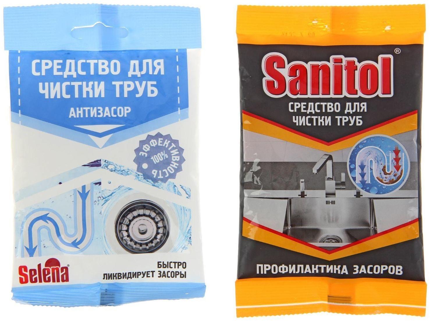 Антизасор для чистки труб Selena Sanitol, 90 г