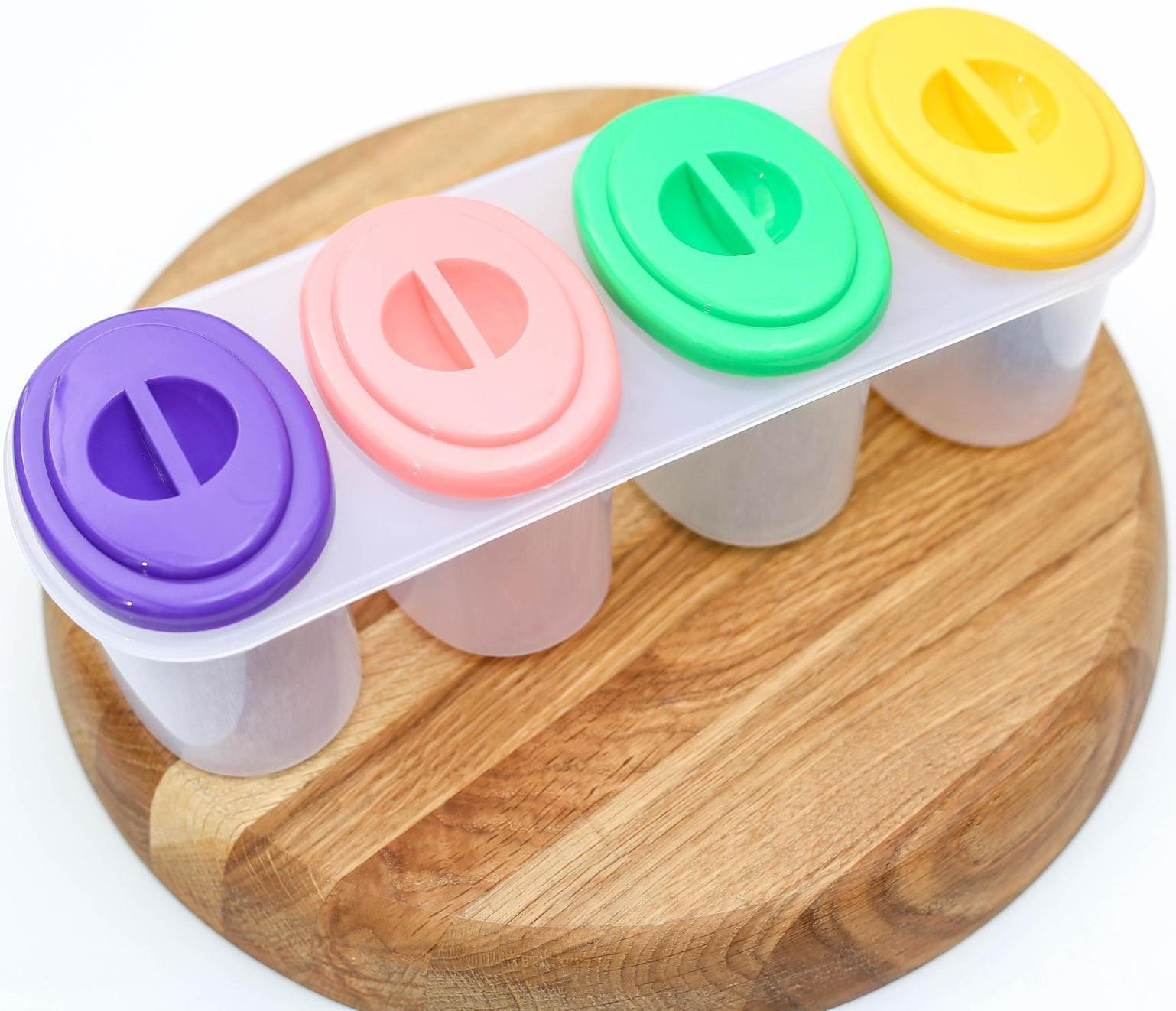 Набор ёмкостей для сыпучих продуктов, 250 мл, 4 отсека, цвет МИКС