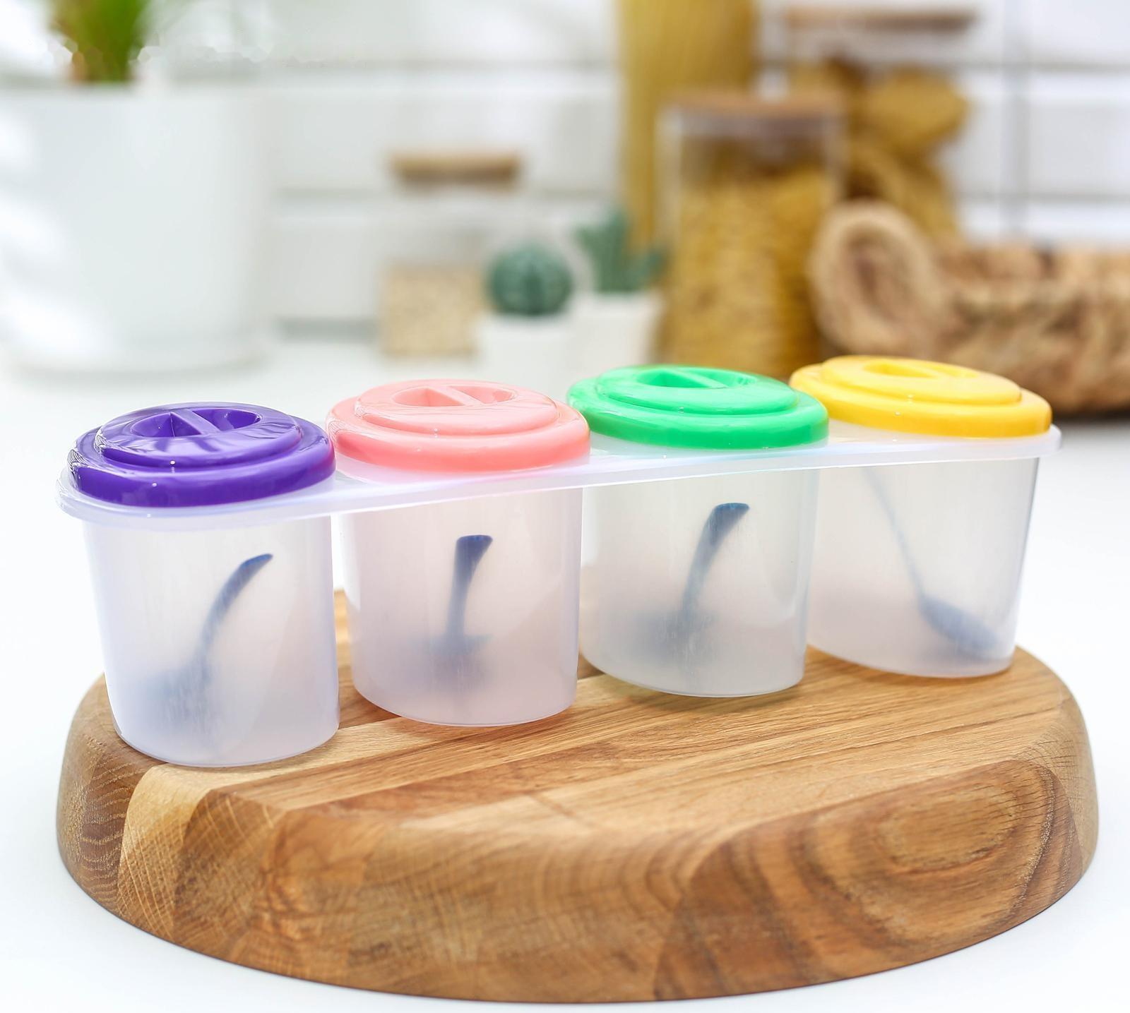 Набор ёмкостей для сыпучих продуктов, 250 мл, 4 отсека, цвет МИКС