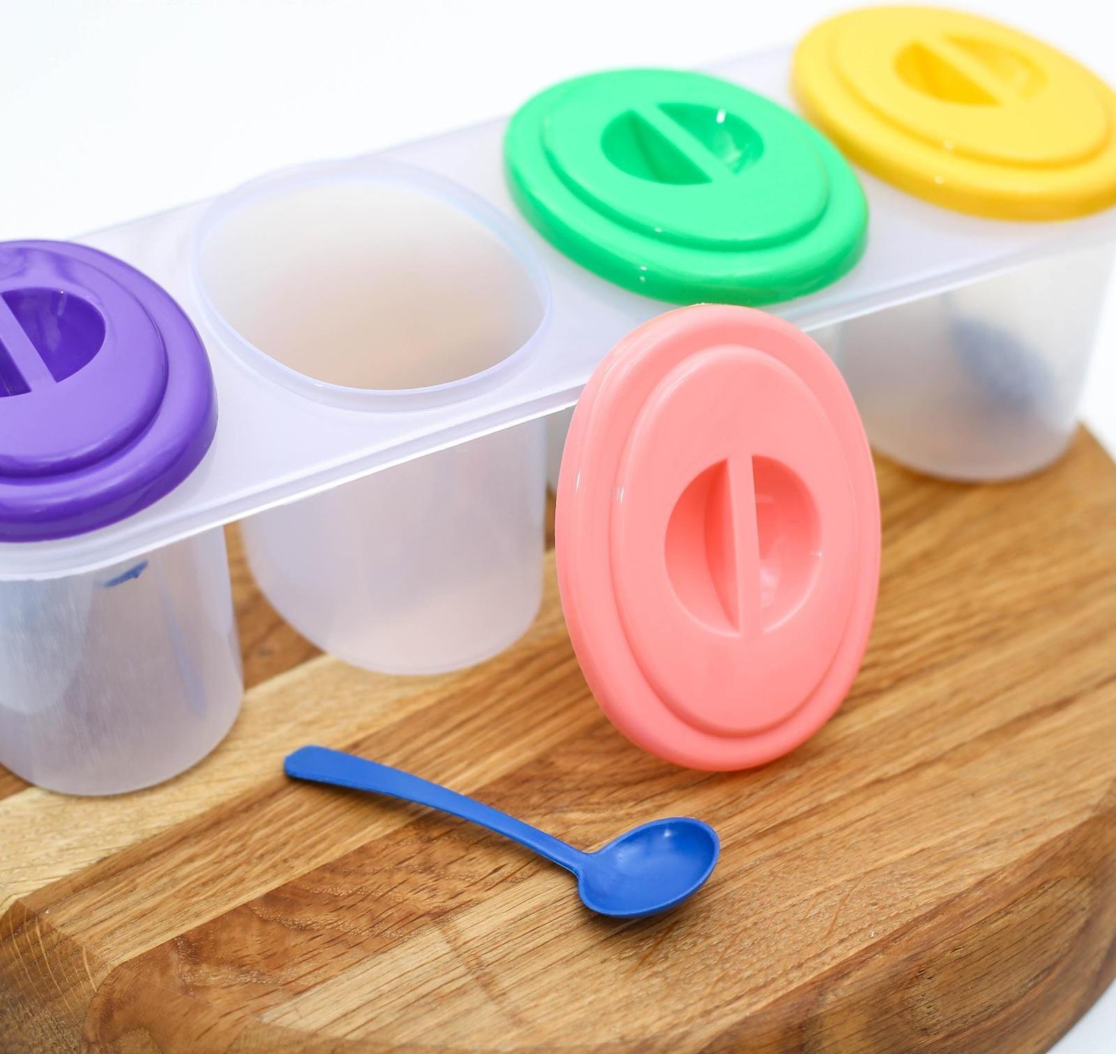 Набор ёмкостей для сыпучих продуктов, 250 мл, 4 отсека, цвет МИКС