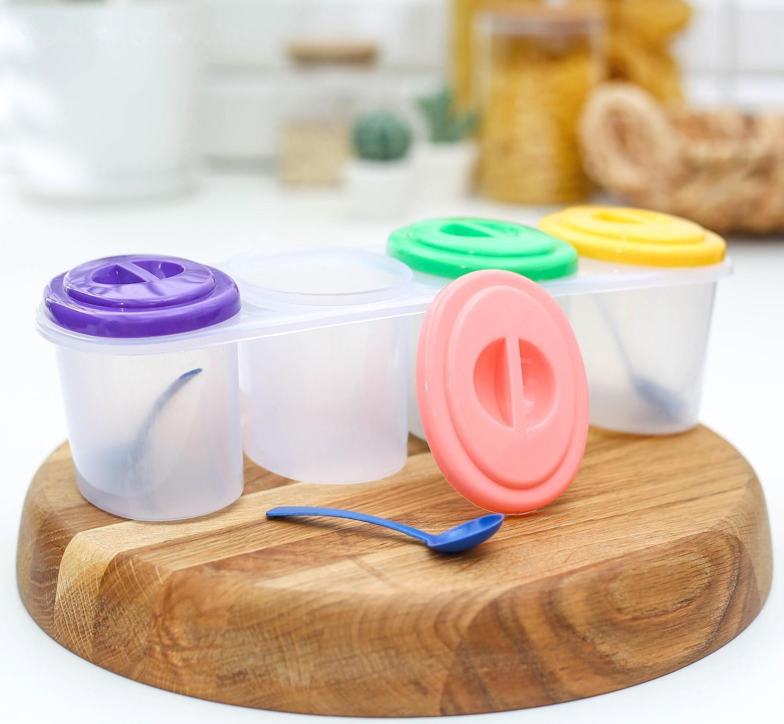 Набор ёмкостей для сыпучих продуктов, 250 мл, 4 отсека, цвет МИКС