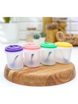 Набор ёмкостей для сыпучих продуктов, 250 мл, 4 отсека, цвет МИКС