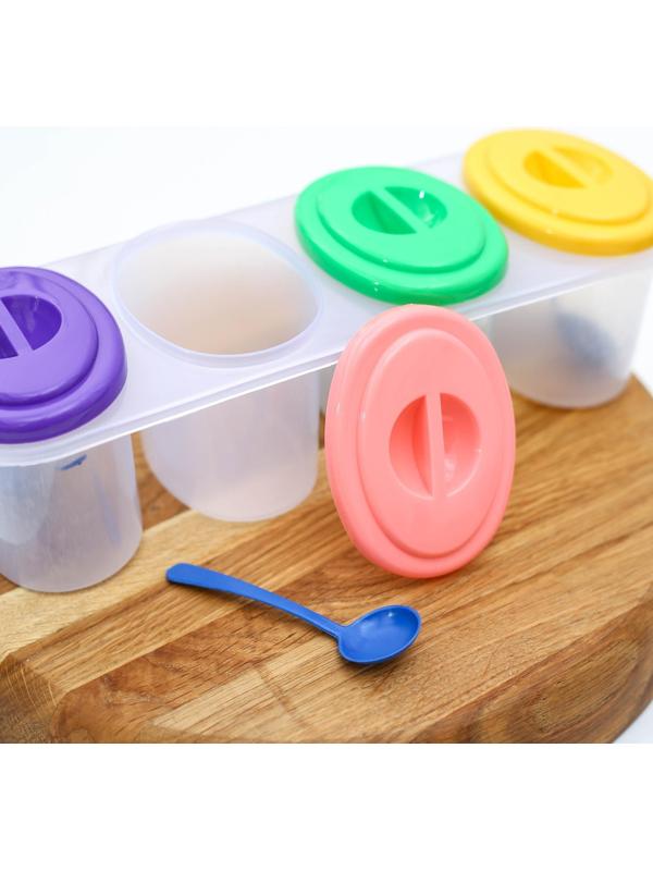 Набор ёмкостей для сыпучих продуктов, 250 мл, 4 отсека, цвет МИКС
