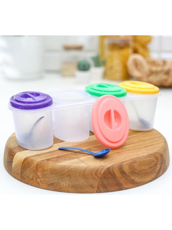 Набор ёмкостей для сыпучих продуктов, 250 мл, 4 отсека, цвет МИКС