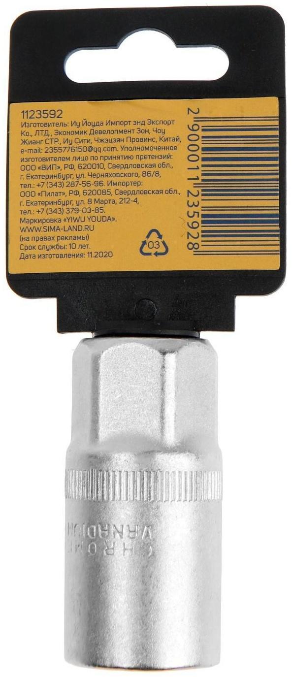 Головка свечная шестигранная ТУНДРА, под квадрат 1/2