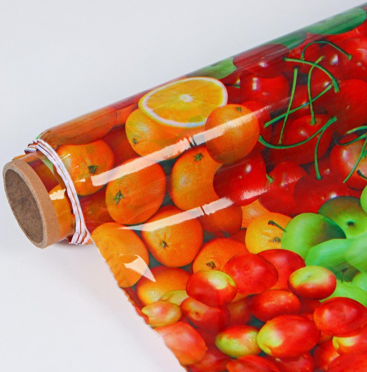 Клеёнка столовая ПВХ Доляна «Сочные фрукты», ширина 137 см, рулон 30 метров