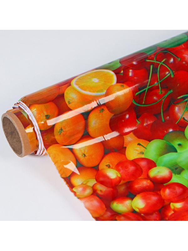 Клеёнка столовая ПВХ Доляна «Сочные фрукты», ширина 137 см, рулон 30 метров