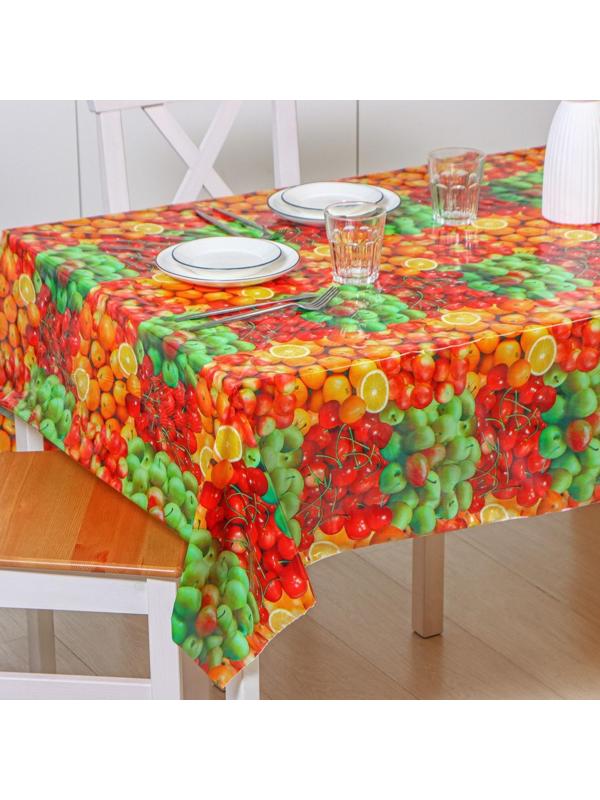 Клеёнка столовая ПВХ Доляна «Сочные фрукты», ширина 137 см, рулон 30 метров