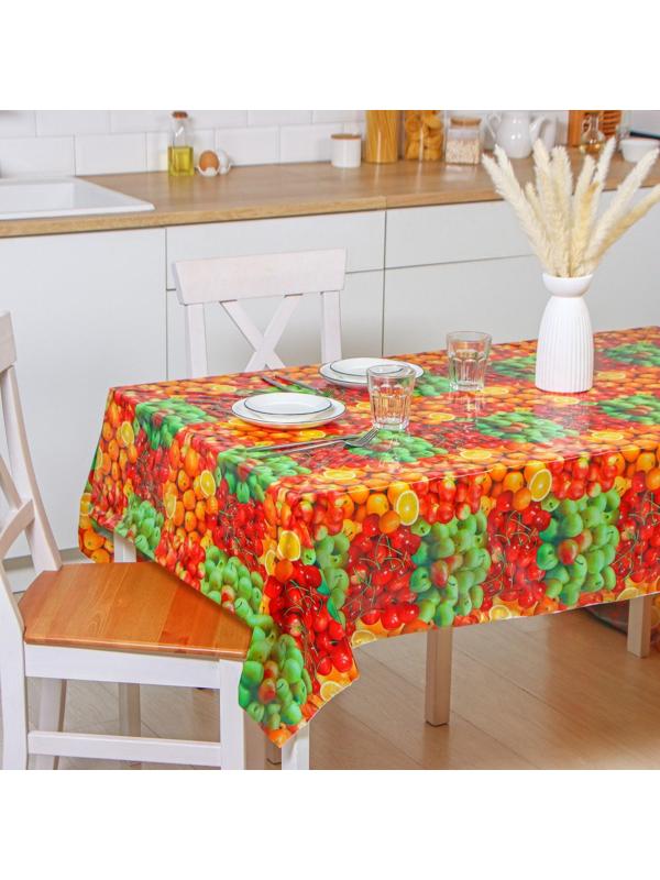 Клеёнка столовая ПВХ Доляна «Сочные фрукты», ширина 137 см, рулон 30 метров