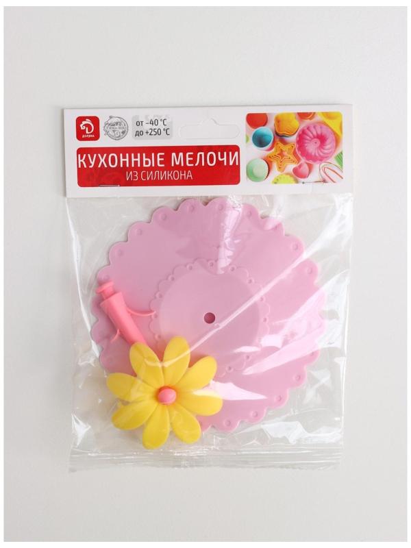 Крышка-непроливайка силиконовая Доляна «Цветочек», 10,5 см, цвет розовый