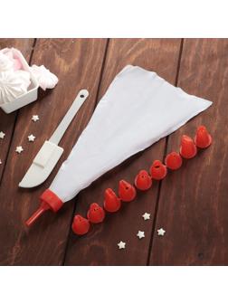 Набор кондитерский, 12 предметов: лопатка, мешок, 10 насадок, цвет МИКС