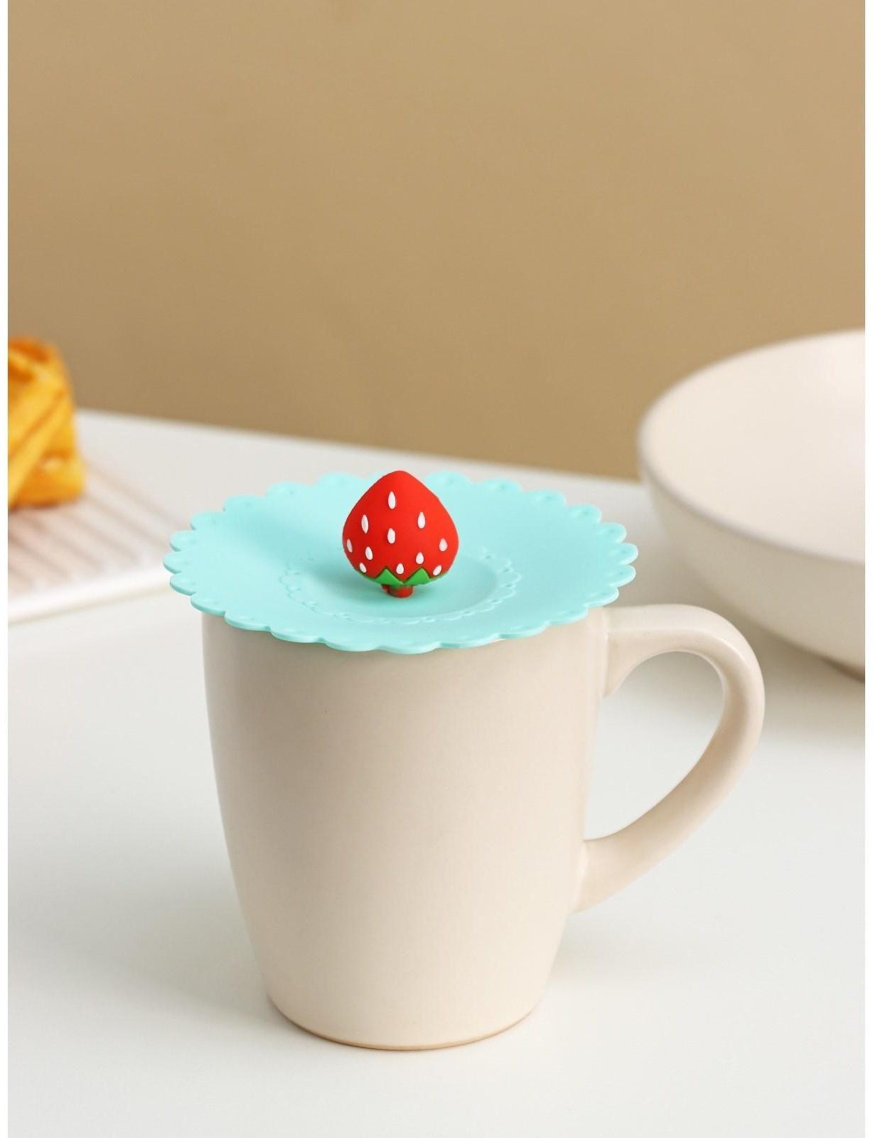 Крышка-непроливайка силиконовая Доляна «Клубничка», d=11 см, цвет мятный