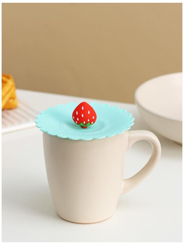 Крышка-непроливайка силиконовая Доляна «Клубничка», d=11 см, цвет мятный