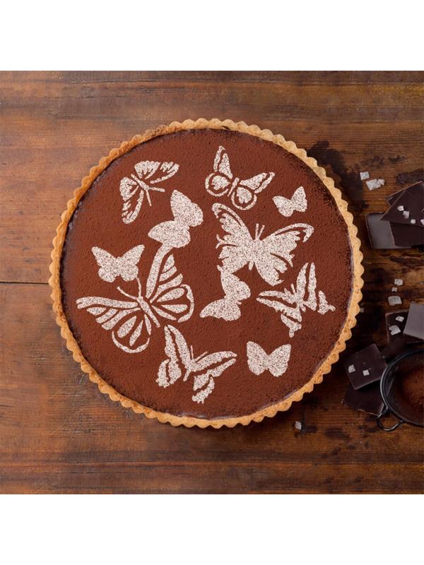 Набор кулинарных трафаретов для украшения выпечки «Букет», 8 шт: 2 больших d=20 см, 6 маленьких d=8 см