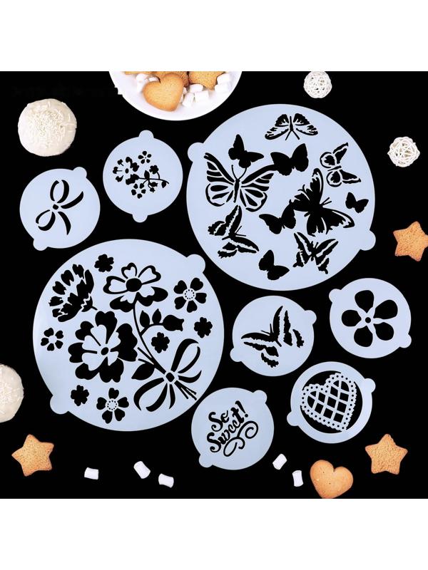 Набор кулинарных трафаретов для украшения выпечки «Букет», 8 шт: 2 больших d=20 см, 6 маленьких d=8 см