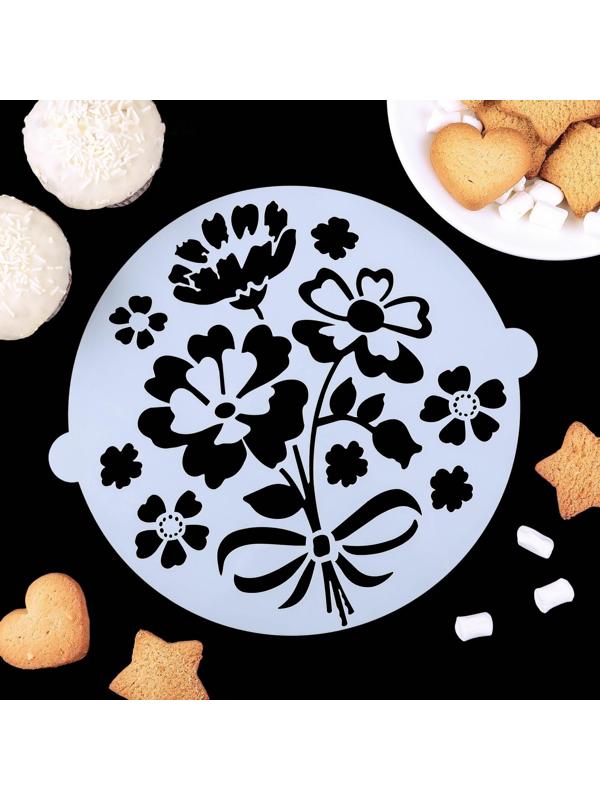 Набор кулинарных трафаретов для украшения выпечки «Букет», 8 шт: 2 больших d=20 см, 6 маленьких d=8 см