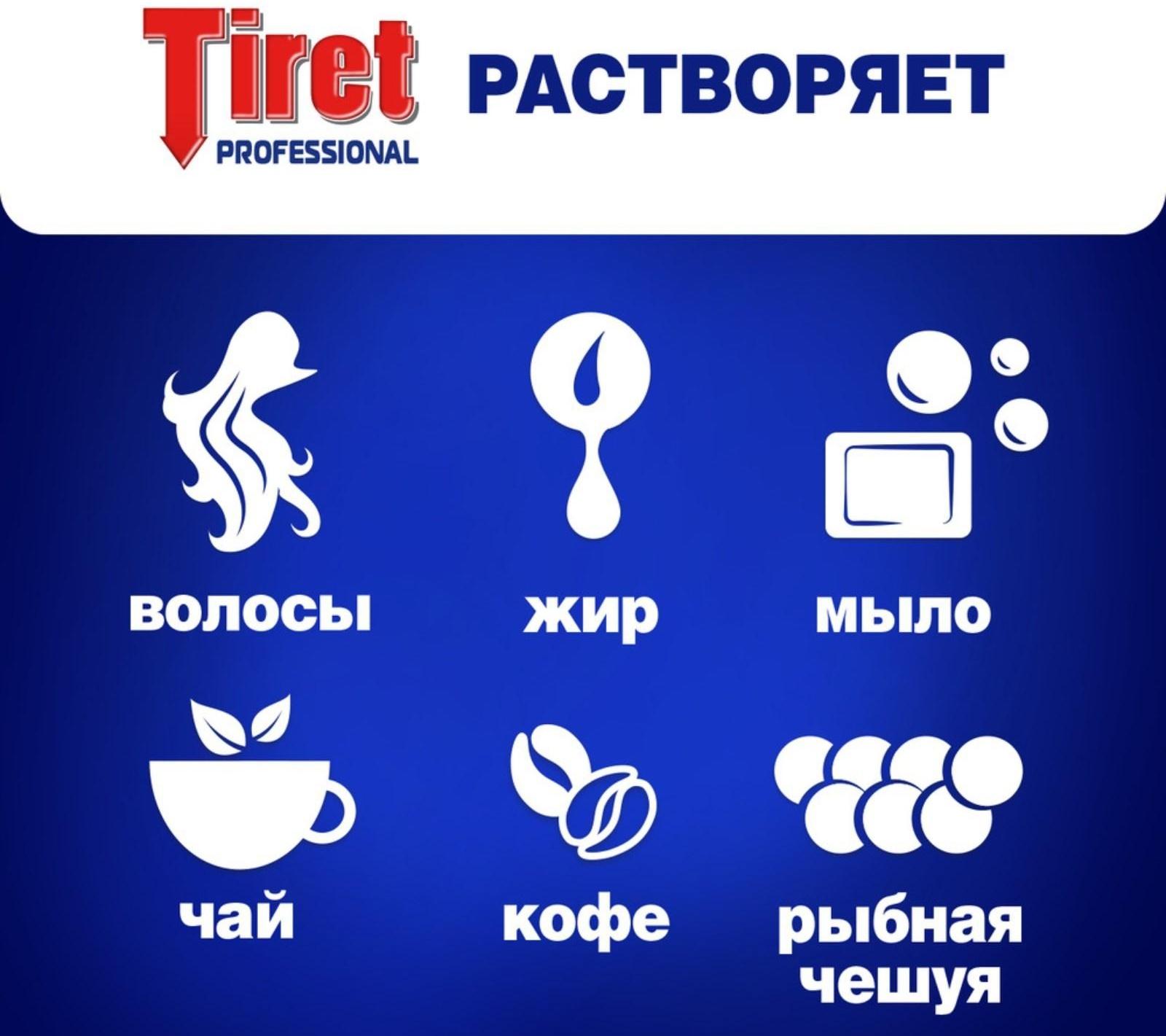 Гель для удаления засоров в трубах Tiret 