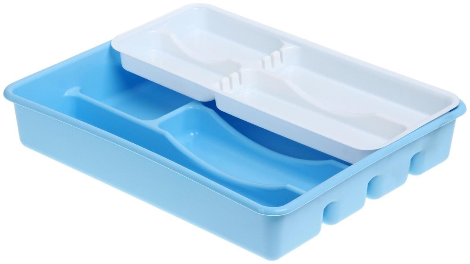 Лоток двойной для столовых приборов, цвет МИКС