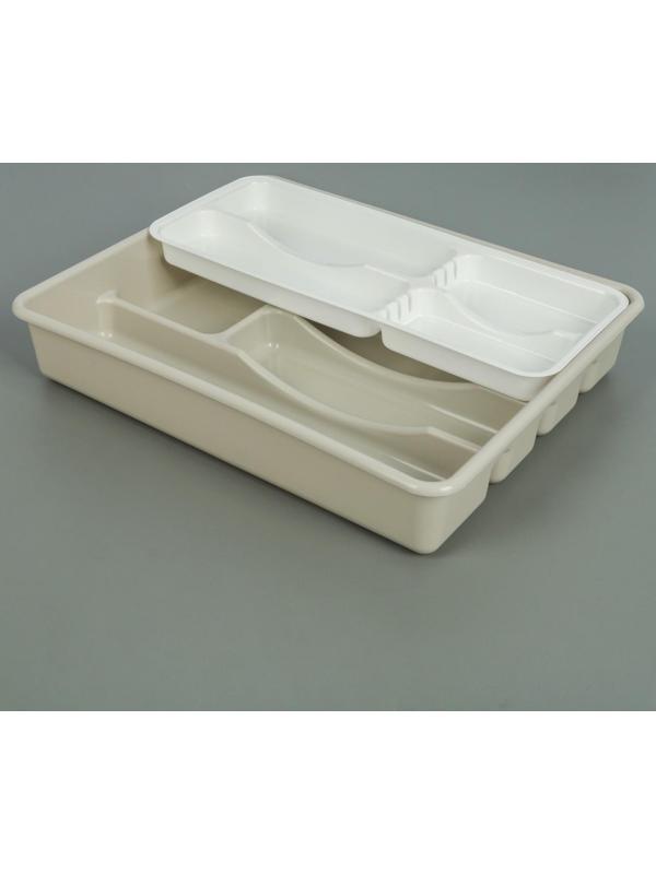 Лоток двойной для столовых приборов, цвет МИКС