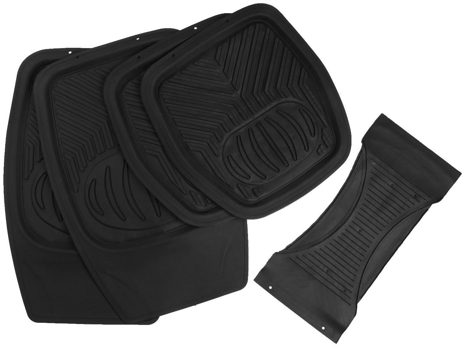 Коврики автомобильные TORSO, резина, 70×48 см, 48×48 см, черный, набор 5 шт