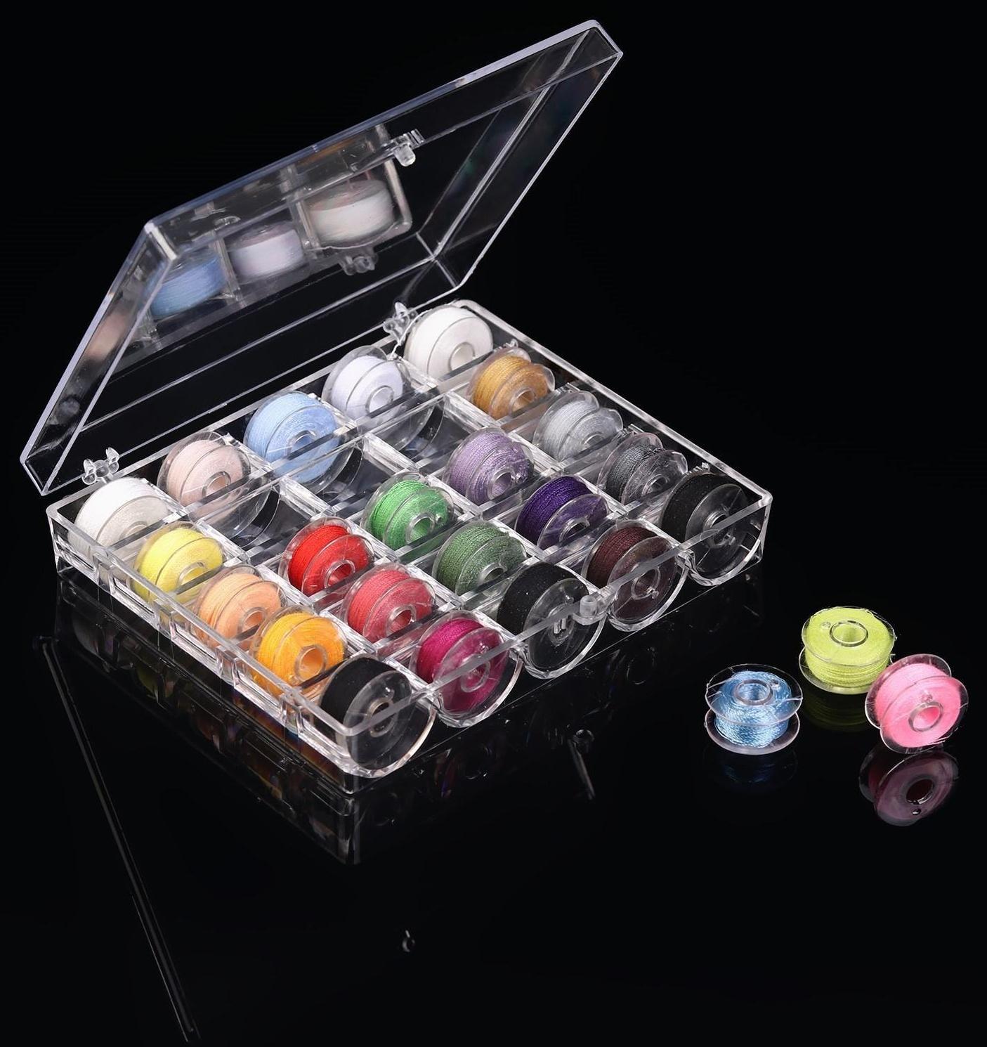 Набор шпулек с нитками в контейнере, d = 20 мм, 25 шт, цвет разноцветный