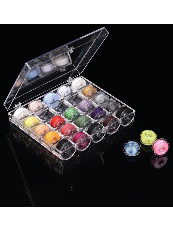 Набор шпулек с нитками в контейнере, d = 20 мм, 25 шт, цвет разноцветный