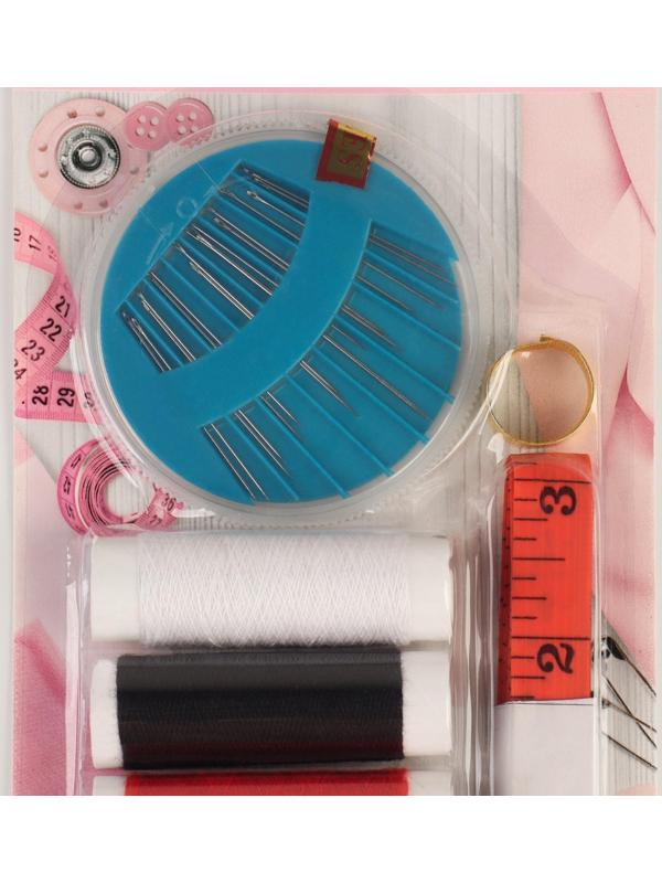 Швейный набор, 22 предмета, в блистере, 20 × 10,5 см, цвет МИКС