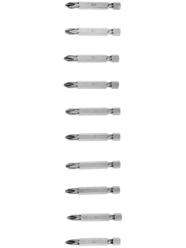 Биты ТУНДРА, намагниченные, сталь S2, PH2 х 50 мм, 10 шт.