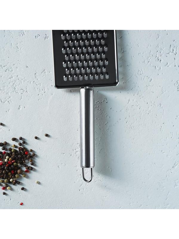 Тёрка Доляна «Металлик», 14×8 см, мелкая, с ручкой, цвет хромированный