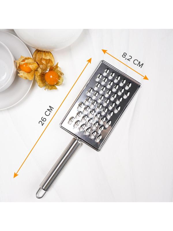 Тёрка Доляна «Металлик», 14×8 см, крупная, с ручкой, цвет хромированный