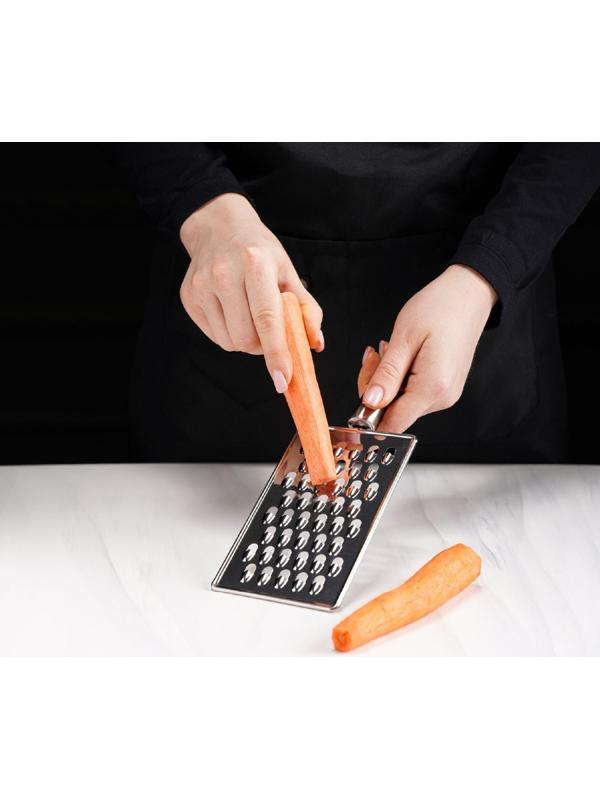 Тёрка Доляна «Металлик», 14×8 см, крупная, с ручкой, цвет хромированный