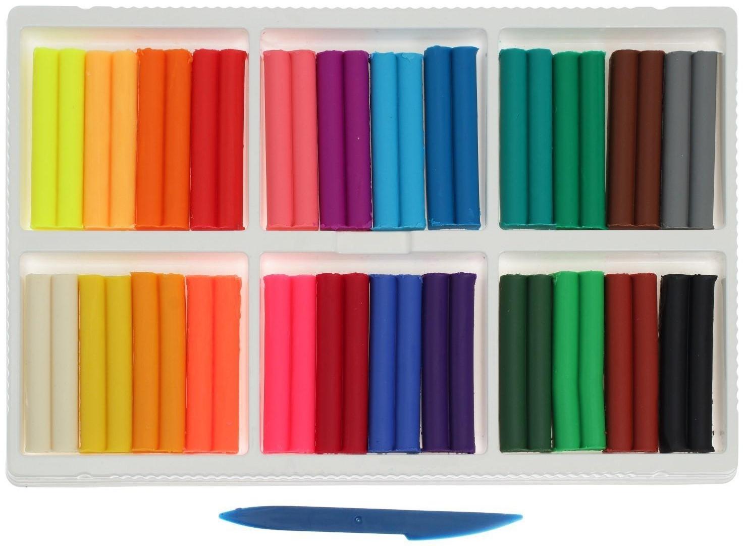 Пластилин мягкий (восковой), 24 цвета, 360 г, 