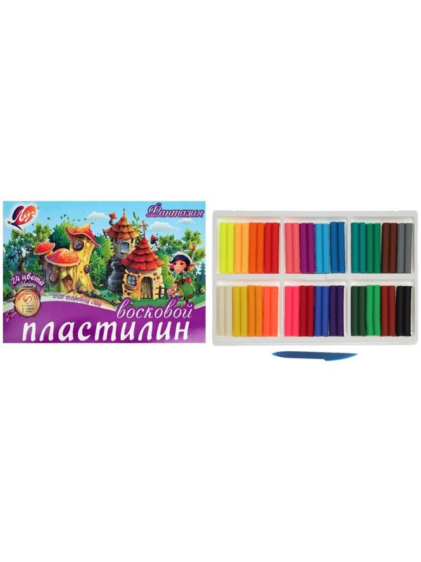 Пластилин мягкий (восковой), 24 цвета, 360 г, 
