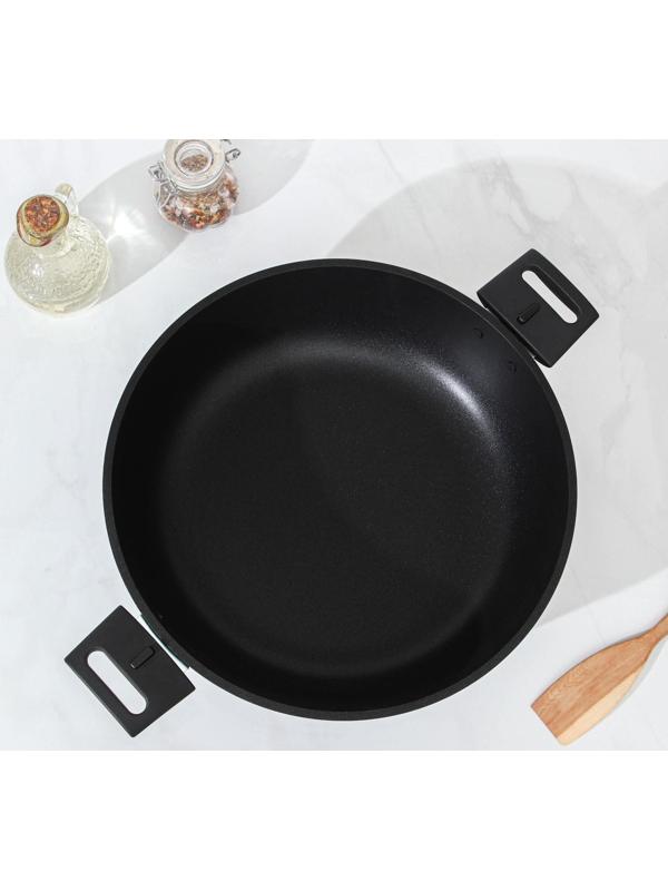 Сковорода «Традиция», d=30 см, съёмные ручки, антипригарное покрытие, цвет чёрный