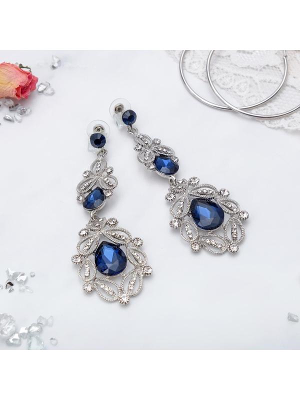 Серьги висячие со стразами 