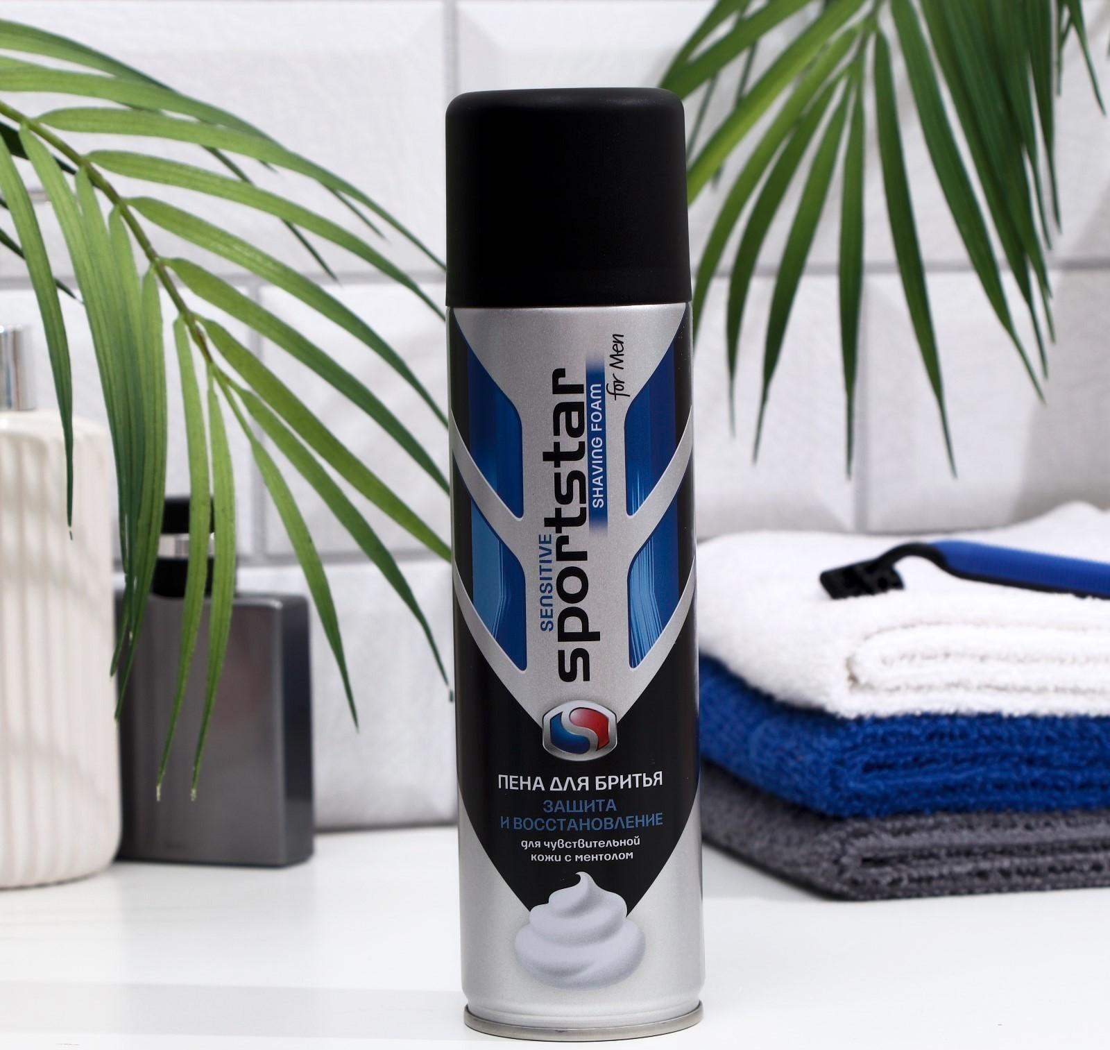 Пена для бритья Sport Star, Sensitive, для чувствительной кожи, с ментолом, 200 мл