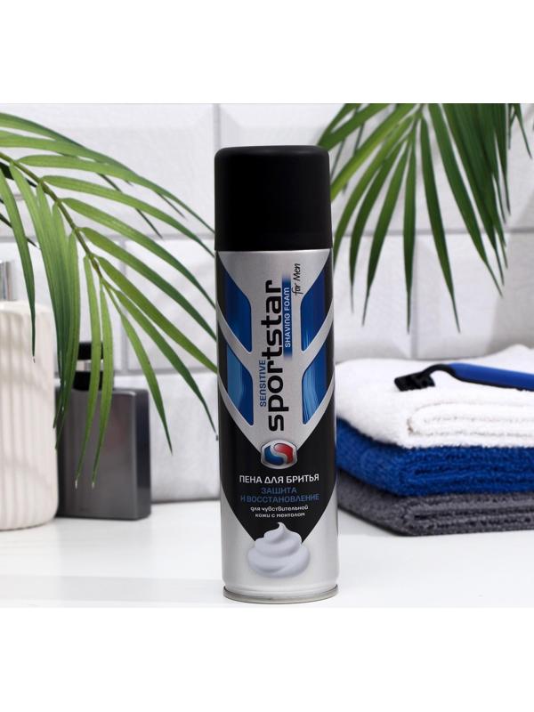 Пена для бритья Sport Star, Sensitive, для чувствительной кожи, с ментолом, 200 мл