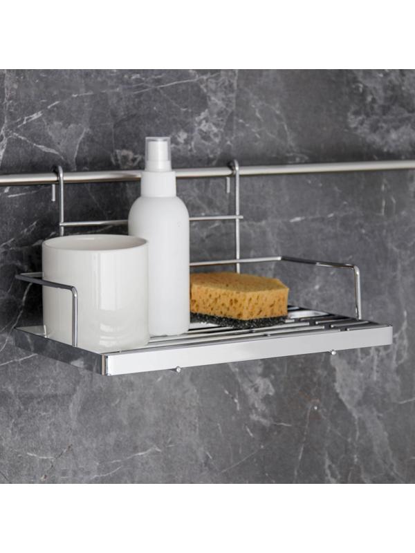 Полка на рейлинг Доляна, 24,5×17×14,5 см, цвет хром