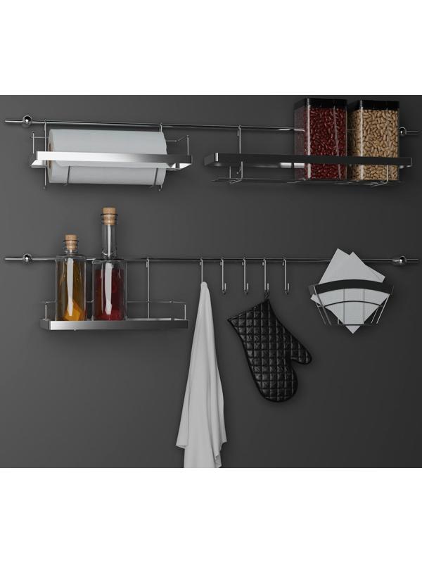 Рейлинговая система для кухни Доляна: базовый набор, 16 предметов