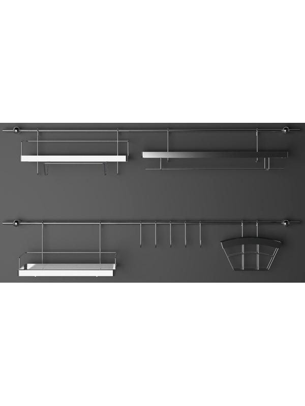 Рейлинговая система для кухни Доляна: базовый набор, 16 предметов