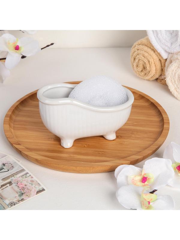 Подставка с губкой Доляна «Орхидеи», 250 мл, ванна