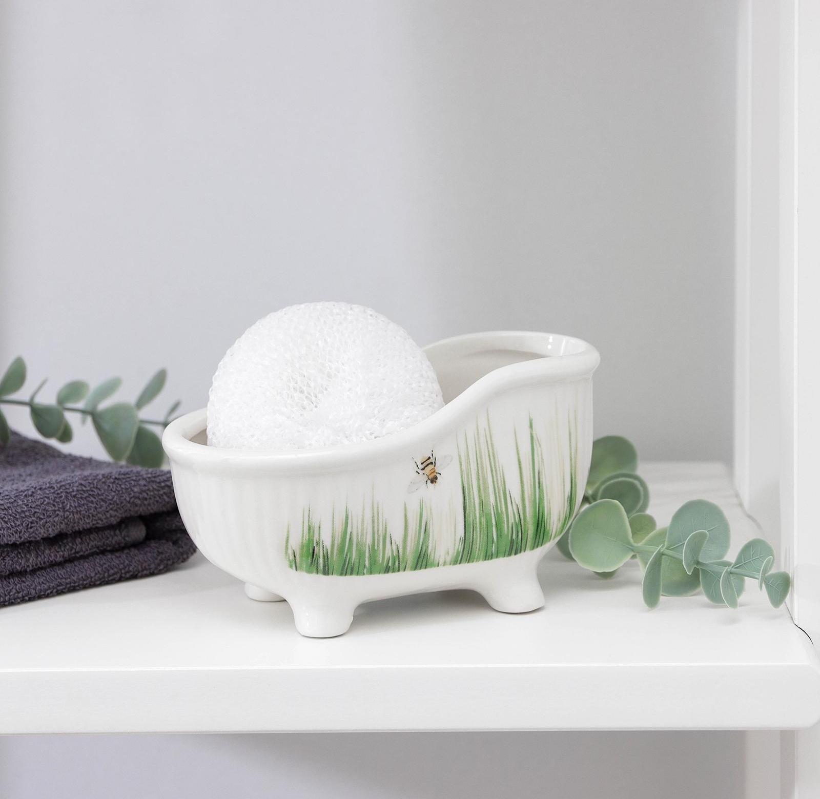 Подставка с губкой Доляна «Травка», 250 мл, ванна